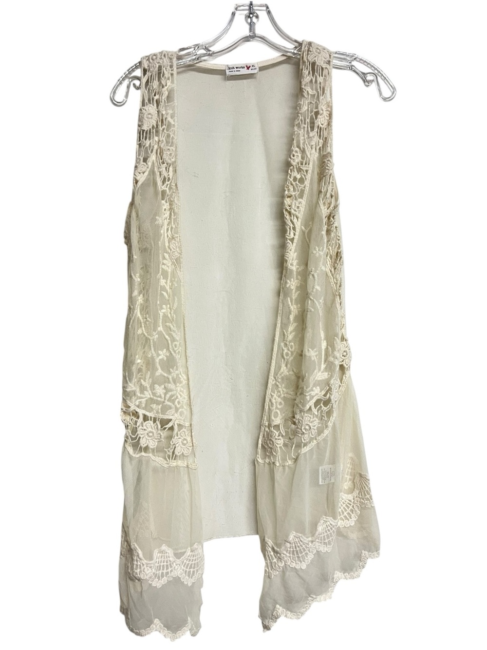 Boho Sheer Lace Open Front Cardigan Crochet Embroidered Fairy 70s Cottagecore